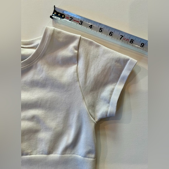 Aerie Offline Classic White Crop Top Medium Nylon Blend Workout Gym Shirt - Picture 8 of 11
